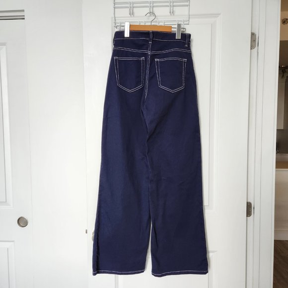 COPY - Straight Wide-leg Twill Dark Blue Pants - H&M - Picture 3 of 10